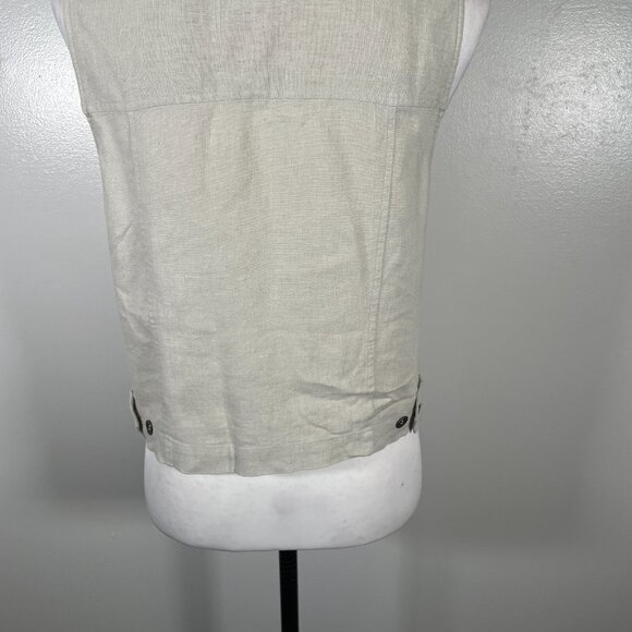 Christopher & Banks Vest Women's 6 Beige Linen Pockets Notch Lapel Button Front - Picture 11 of 15